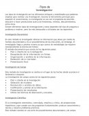 Tipos de Investigación. Investigación Documental