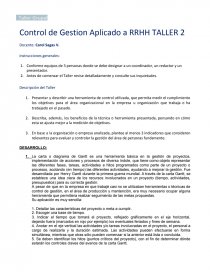 Control de Gestion Aplicado a RRHH TALLER. Página 1