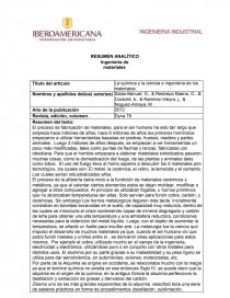 RESUMEN ANALÍTICO Ingeniería de materiales. Página 1