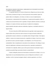 SEGURIDAD E HIGIENE INDUSTRIAL, HERRAMIENTAS FUNDAMENTALES PARA LA PRODUCTIVIDAD LABORAL. Página 1