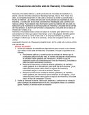 Transacciones del sitio web de Heavenly Chocolates