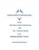 TABLA DE VALORES PERSONAL Y ORGANIZACIONAL