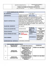 FORMATO INFORME ACTIVIDADES CONTRATISTA. Página 1