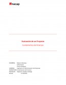 Evaluación de un Proyecto. Fundamentos de Finanzas