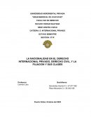 LA NACIONALIDAD EN EL DERECHO INTERNACIONAL PRIVADO, DERECHO CIVIL, Y LA FILIACION Y SUS CLASES