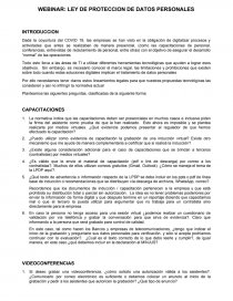 WEBINAR: LEY DE PROTECCION DE DATOS PERSONALES. Página 1