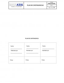 HOJA DE PLAN DE CONTINGENCIA. Página 1