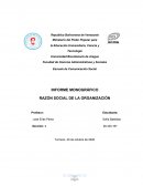 INFORME MONOGRÁFICO . RAZÓN SOCIAL DE LA ORGANIZACIÓN