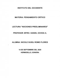Pensamiento critico. LECTURA NOCIONES PREELIMINARES. Página 1