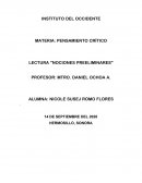 Pensamiento critico. LECTURA "NOCIONES PREELIMINARES"