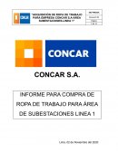 Adquisición de ropa de trabajo para empresa Concar S.A-área subestaciones-linea 1
