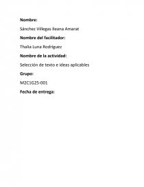 Selección de texto e ideas aplicables. Página 1