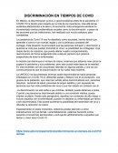 DISCRIMINACIÓN EN TIEMPOS DE COVID
