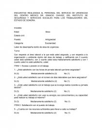 ENCUESTAS REALIZADAS AL PERSONAL DEL SERVICIO DE URGENCIAS DEL CENTRO MEDICO. Página 1