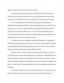 Educación formal, no formal e informal y el Servicio Social. Página 1
