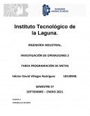 INVESTIGACIÓN DE OPERACIONES 2 . TAREA PROGRAMACIÓN DE METAS