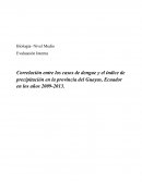 Correlación entre los casos de dengue y el índice de precipitación en la provincia del Guayas, Ecuador en los años 2009-2013
