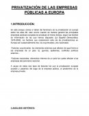 PRIVATIZACIÓN DE LAS EMPRESAS PÚBLICAS A EUROPA