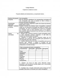 Proyecto didáctico de lectoescritura y comprensión lectora. Página 1