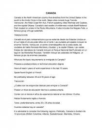 Aprender Inglés. Texto Canadá. Página 1
