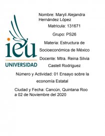 Valores de las principales variables económicas de Quintana Roo. Página 1