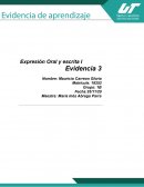 Expresión Oral y escrita I Evidencia 3