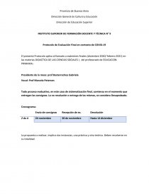 Protocolo de Evaluación Final en contexto de COVID-19. Página 1