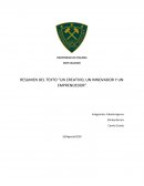 RESUMEN DEL TEXTO “UN CREATIVO, UN INNOVADOR Y UN EMPRENDEDOR”