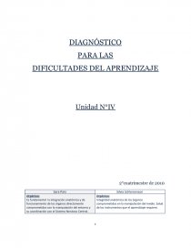 DIAGNÓSTICO PARA LAS DIFICULTADES DEL APRENDIZAJE. Página 1