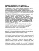 EL BUEN MANEJO DE LOS RESIDUOS PELIGROSOS BIOLOGICOS INFECCIOSOS