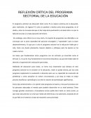 REFLEXIÓN CRÍTICA DEL PROGRAMA SECTORIAL DE LA EDUCACIÓN