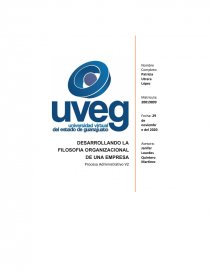 DESARROLLANDO LA FILOSOFIA ORGANIZACIONAL DE UNA EMPRESA. Página 1