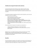 Análisis de requerimiento del sistema
