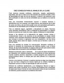 DIEZ CONSEJOS PARA EL MANEJO DE LA CLASE