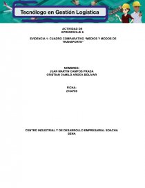 EVIDENCIA 1: CUADRO COMPARATIVO “MEDIOS Y MODOS DE TRANSPORTE”. Página 1