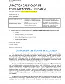 PRÁCTICA CALIFICADA DE COMUNICACIÓN – UNIDAD VI