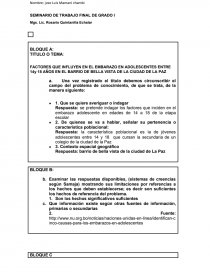 FACTORES QUE INFLUYEN EN EL EMBARAZO EN ADOLESCENTES ENTRE 14y 18 AÑOS EN EL BARRIO DE BELLA VISTA DE LA CIUDAD DE LA PAZ. Página 1