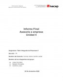 Informe final. Asesoría a empresa