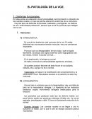 PATOLOGÍA DE LA VOZ