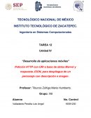 Petición HTTP con URI a base de datos Marvel y respuesta JSON, para despliegue de un personaje con descripción e imagen