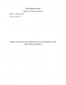 Etapas del proceso de evaluación de los aprendizajes en la educación matemática