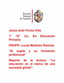 Reporte de la lectura: “La educación en el marco de una sociedad global”
