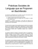 Prácticas Sociales de Lenguaje que se Proponen en Bachillerato