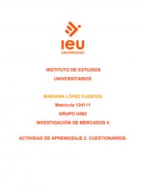 INVESTIGACIÓN DE MERCADOS . CUESTIONARIOS.. Página 1