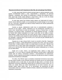 Resumen del Artículo de El Asesinato de Neni Bai, del antropólogo Paul Winther. Página 1