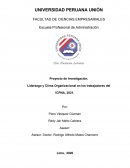 Proyecto de Investigación. Liderazgo y Clima Organizacional en los trabajadores del ICPNA, 2021