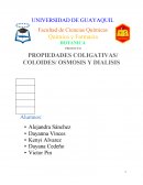 PROPIEDADES COLIGATIVAS/ COLOIDES/ OSMOSIS Y DIALISIS