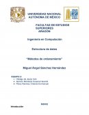 Ingeniería en Computación Estructura de datos “Métodos de ordenamiento”