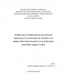 Análisis para el fortalecimiento de la toma de decisiones en el rendimiento de inversión en el Abasto Valle Verde Gourmet C.A en el Municipio José María Vargas El Cobre