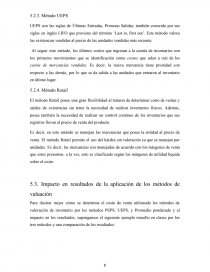 Contabilización de inventarios y su impacto en resultados. Página 8